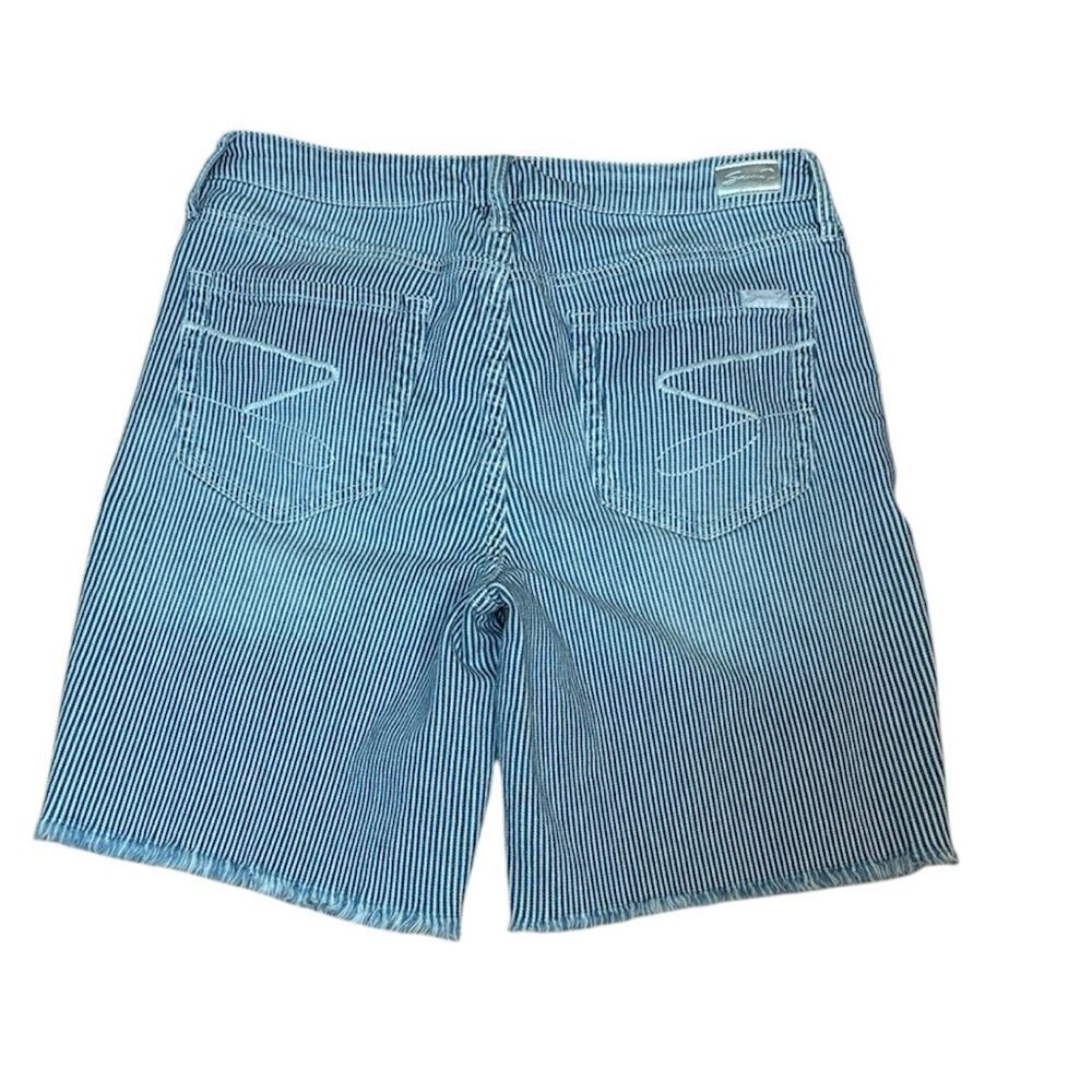 Seven7 Blue pinstripe Sunset Bermuda denim Shorts, 8